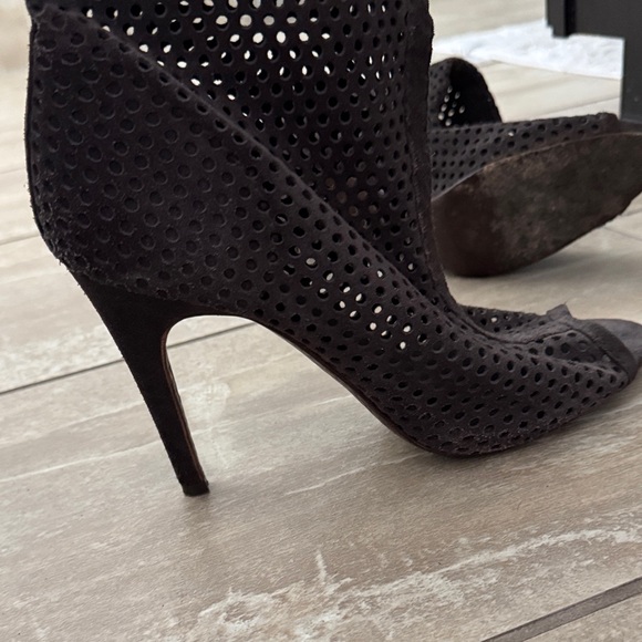 Pedro Garcia Perforated Suede Peep-Toe Women's slouch boot - Picture 5 of 6